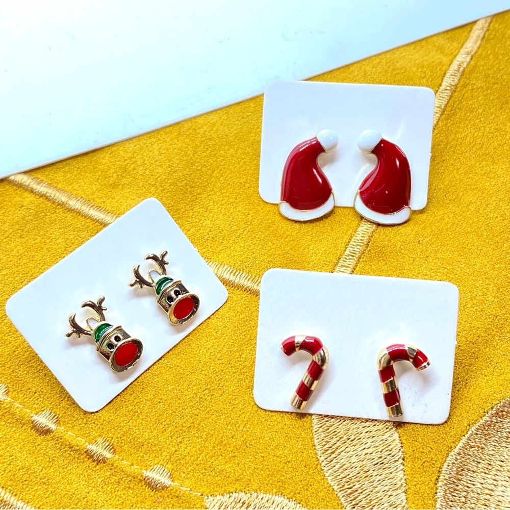 Christmas Holiday Post Earrings Bundle of 3 Pairs